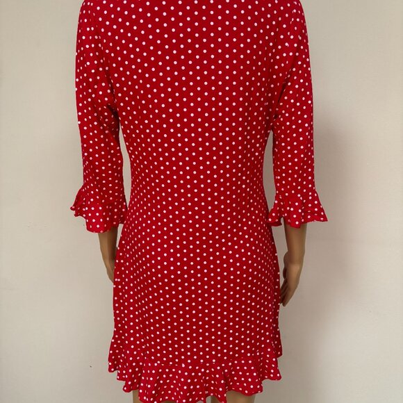 MISSGUIDED Red & White Polka Dot Dress NWT Size 12 - Picture 7 of 9
